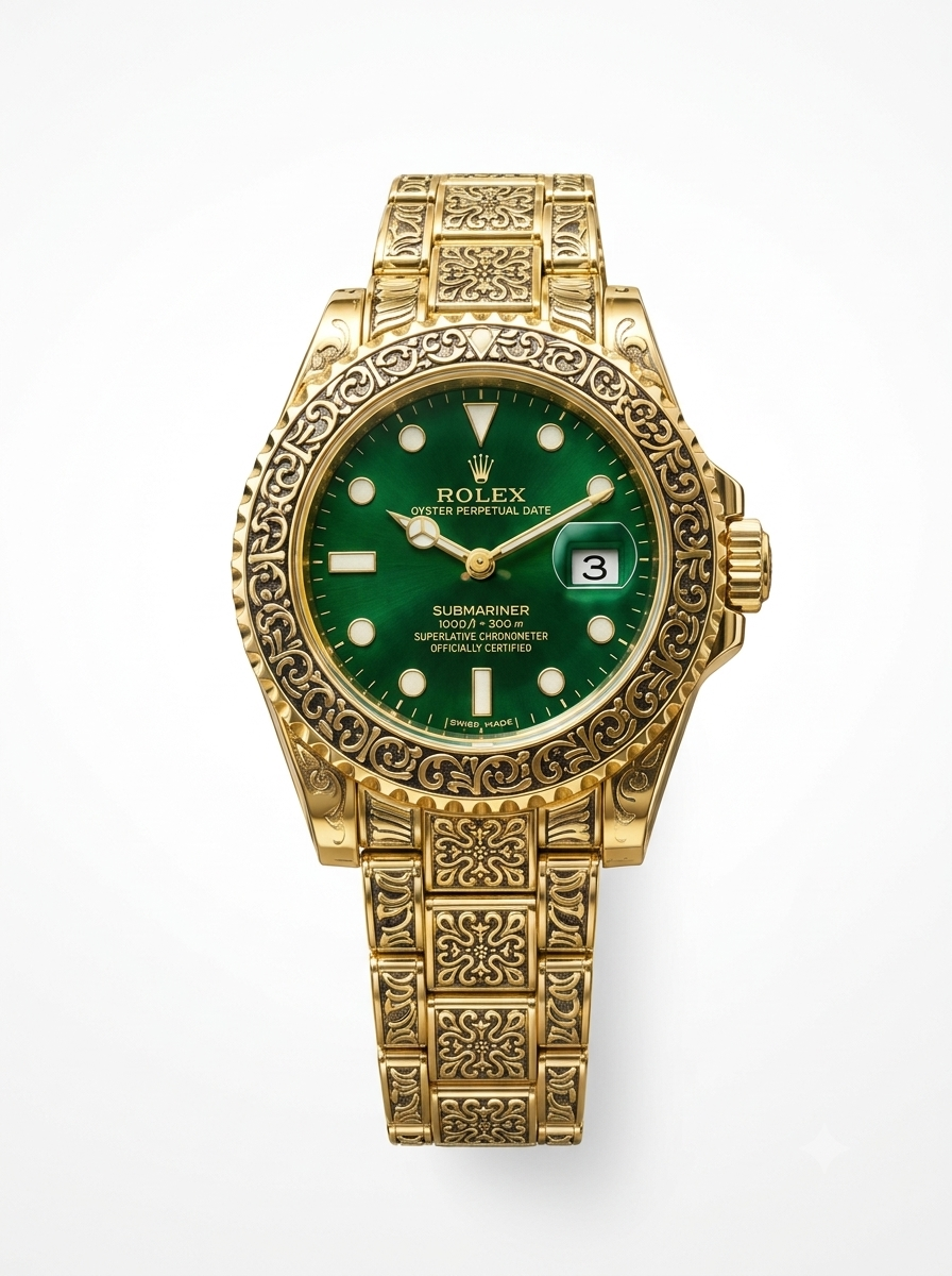 ROLEX SUBMARINER BEZEL WATCH GOLD COLOR WITH GREEN DIAL