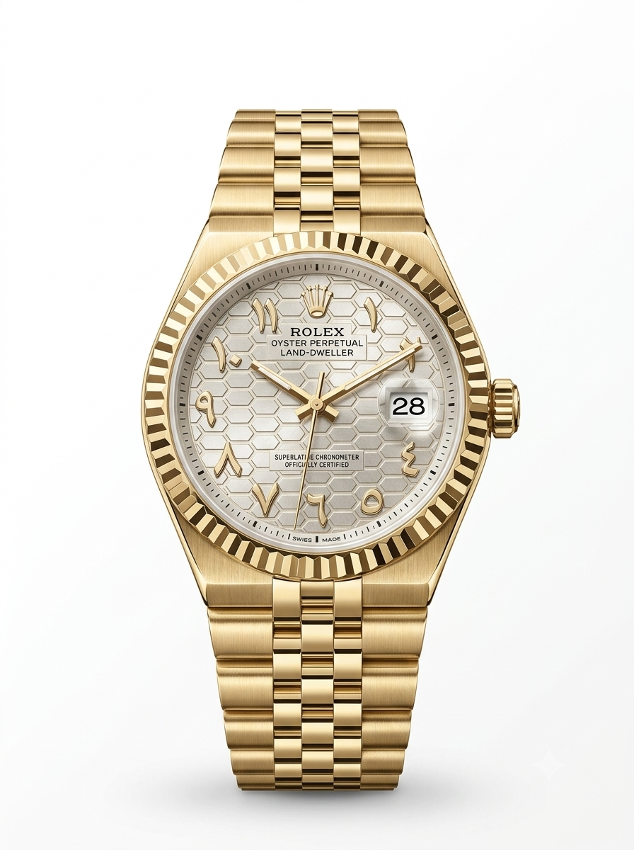 ROLEX GOLD LAND-DWELLER ARABIC DIAL OYSTER PERPETUAL