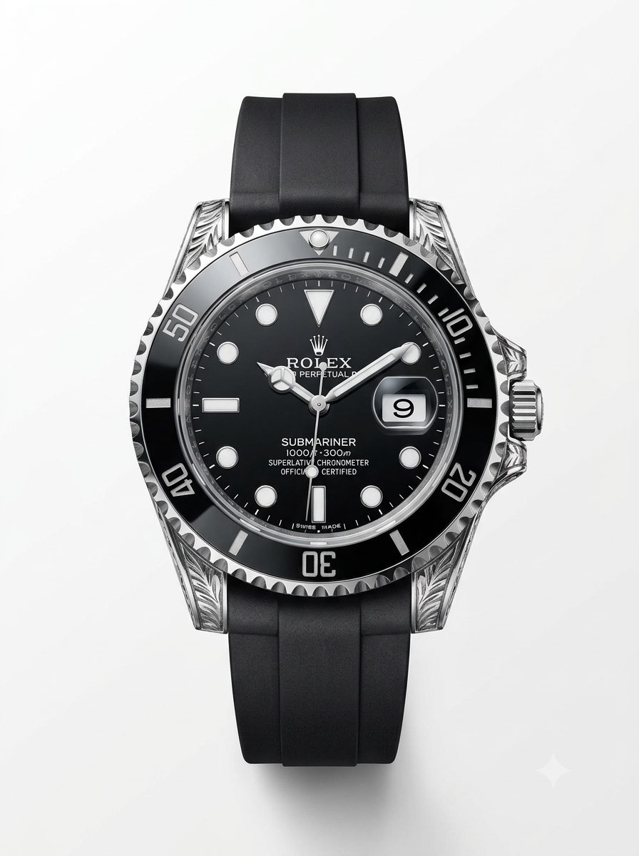 WatchVerse Green Submariner-style black dial watch