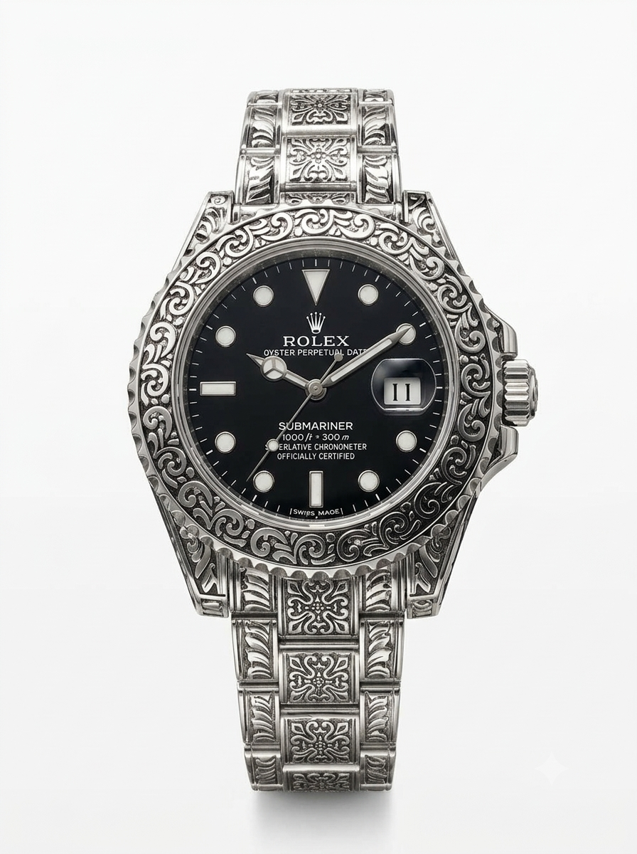 ROLEX SUBMARINER BEZEL WATCH SILVER COLOR WITH BLACK DIAL
