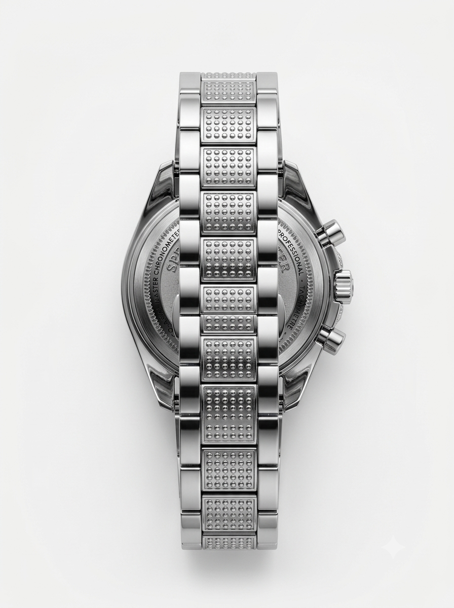 ROLEX-Bezel Diamond Chronograph Watch — Silver