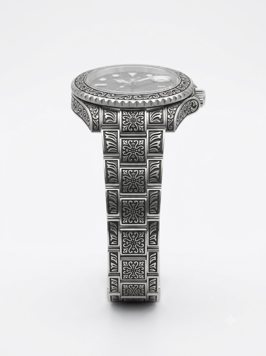 ROLEX SUBMARINER BEZEL WATCH SILVER COLOR WITH BLACK DIAL