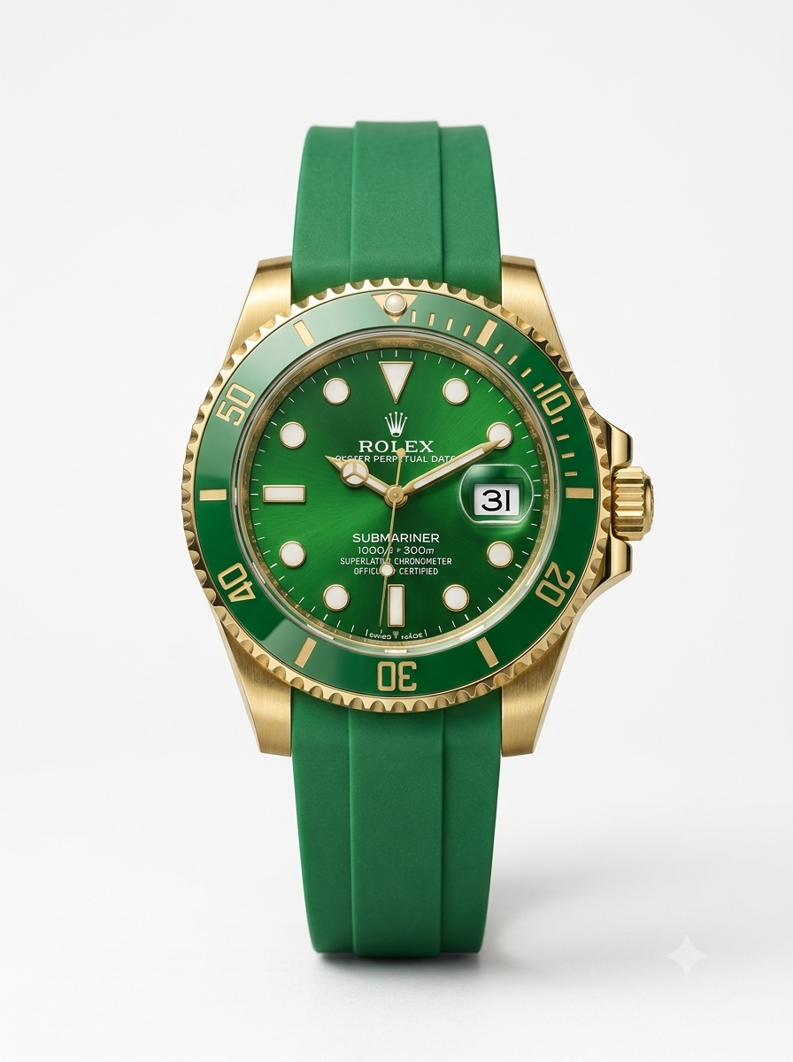 WatchVerse Green Submariner-style black dial watch