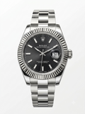 ROLEX Oyster Perpetual Silver Black Dial Watch