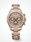 ROLEX-Bezel Diamond Chronograph Watch — Rose Gold