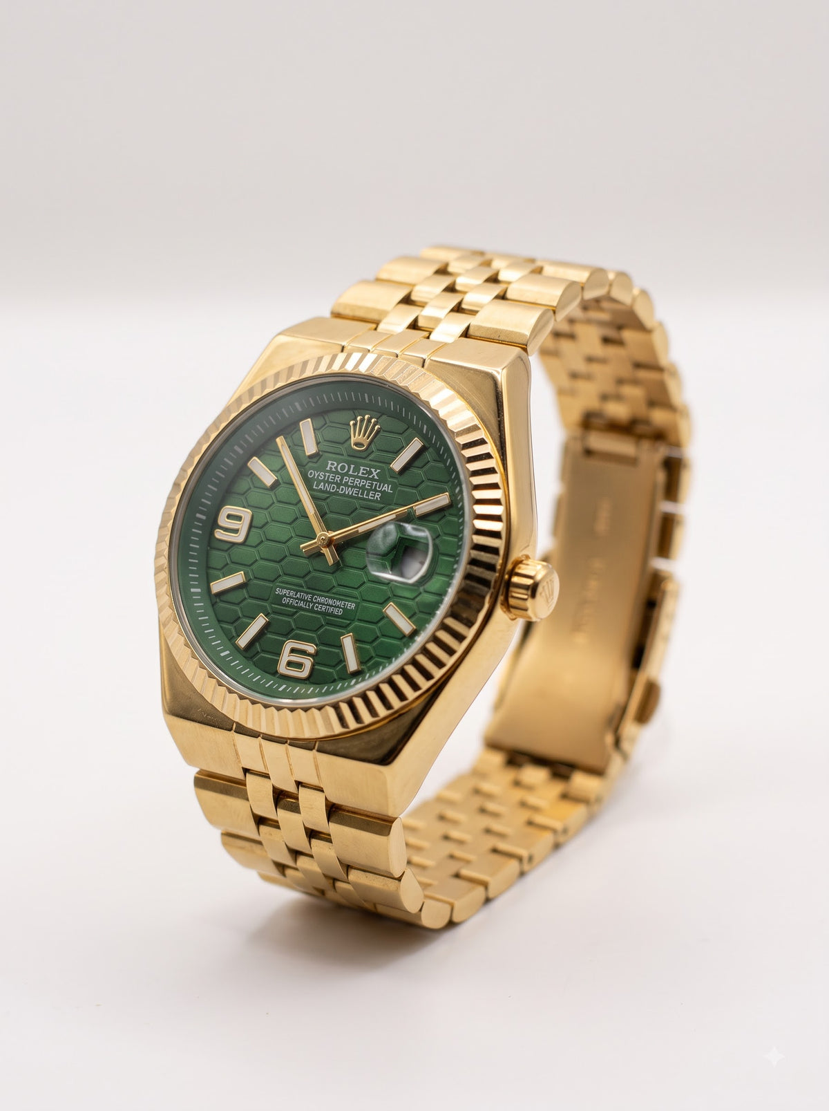 ROLEX Gold Land-Dweller GREEN DIAL OYSTER PERPETUAL