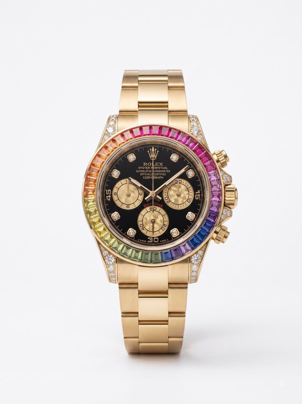 ROLEX-Rainbow-Bezel Black Dial Chronograph