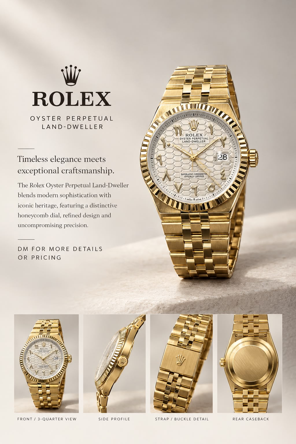 ROLEX GOLD LAND-DWELLER ARABIC DIAL OYSTER PERPETUAL