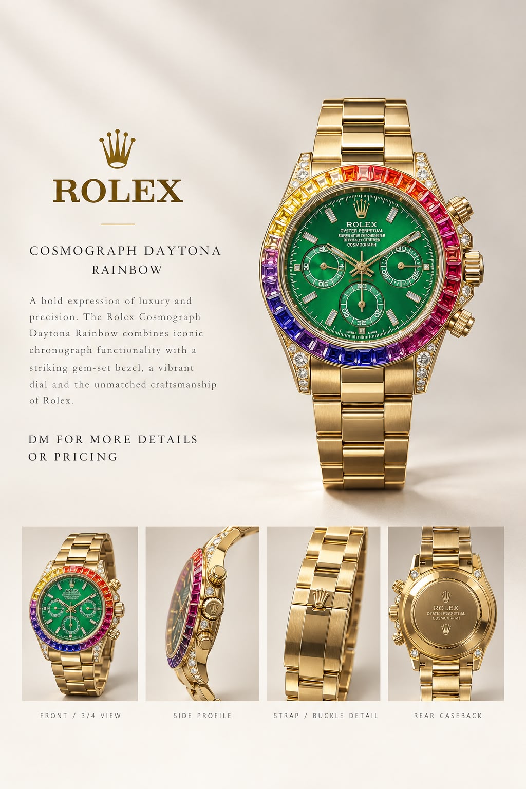 ROLEX-Rainbow-Bezel Green Dial Chronograph