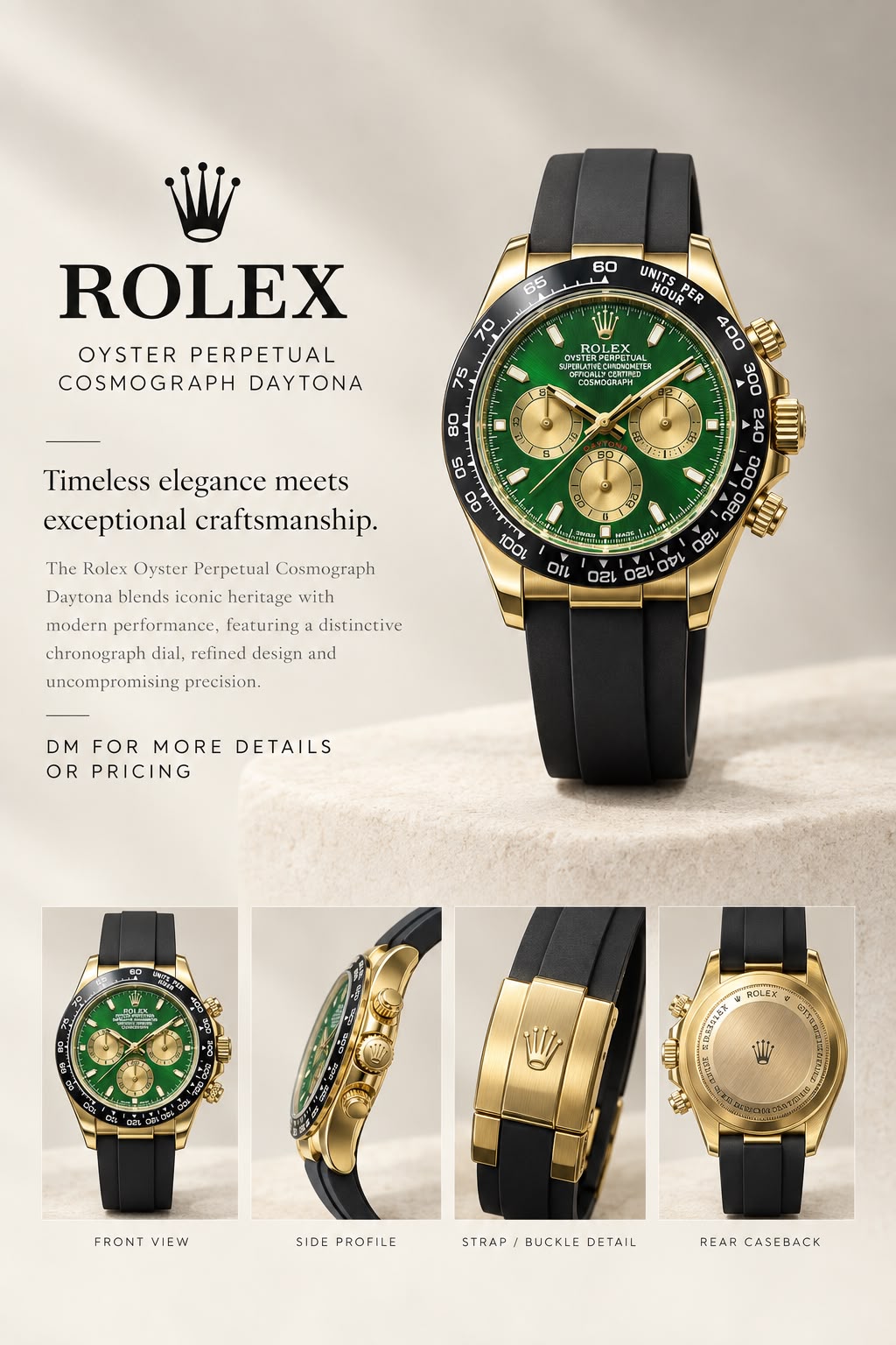 ROLEX Cosmograph Daytona Gold Green Dial  BELT Watch