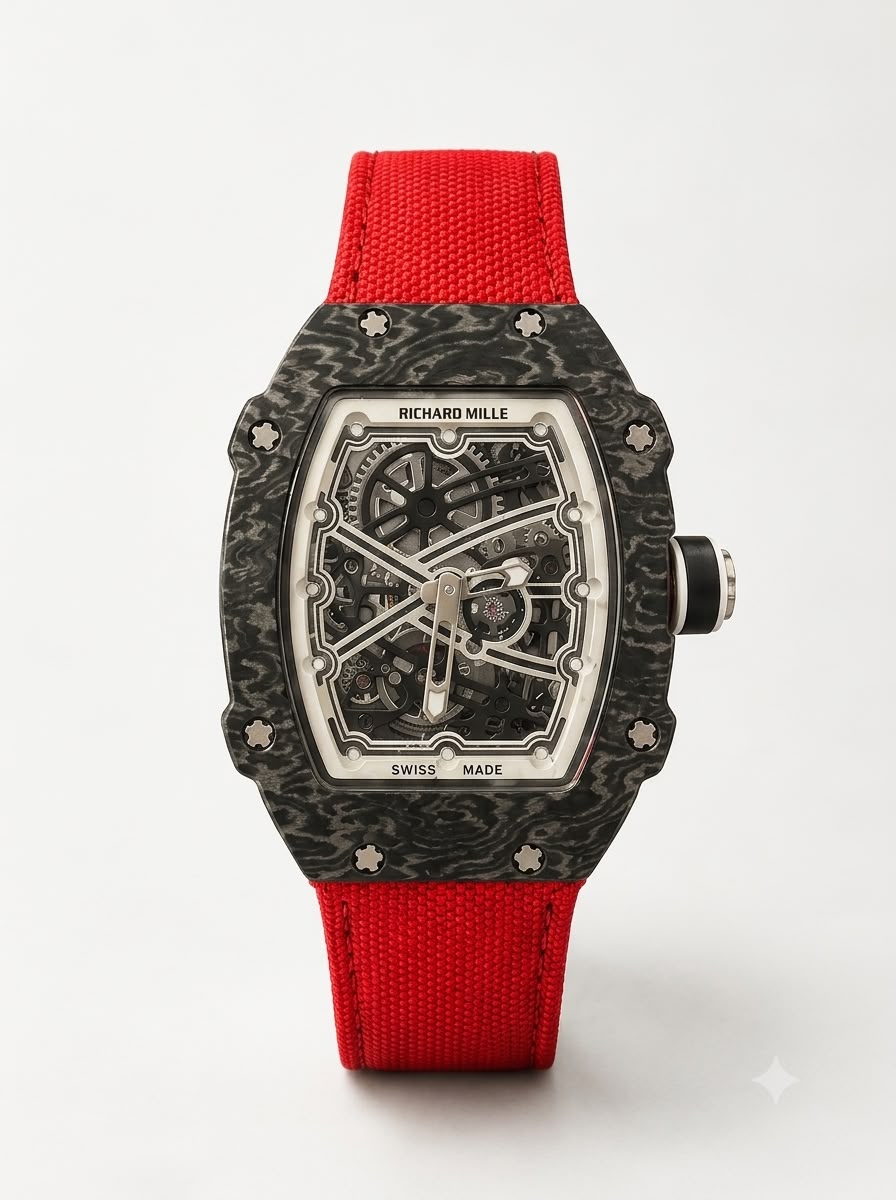 Richard Mille 67-02 Red Strap Skeleton Watch
