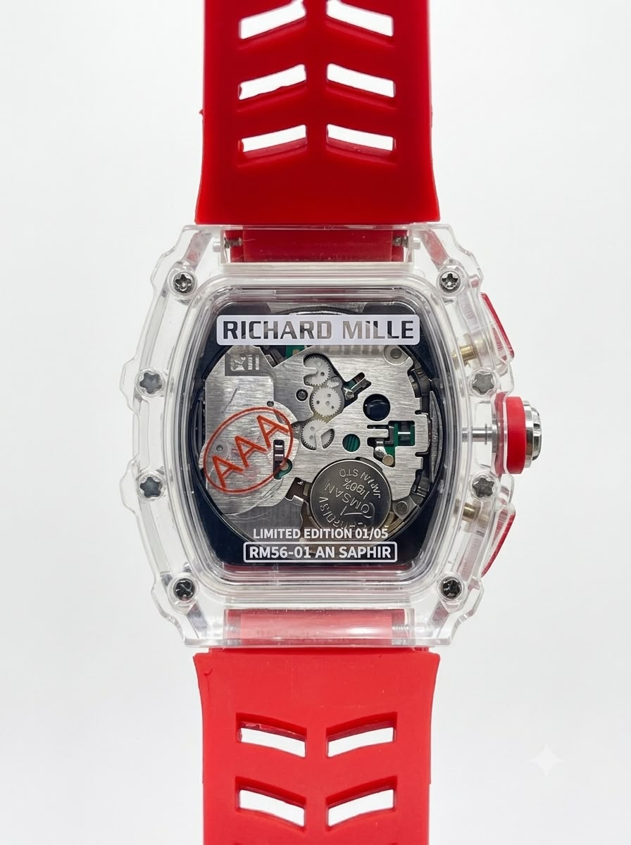 Richard Mille 50-03 Red  Chronograph Transparent Skeleton Watch