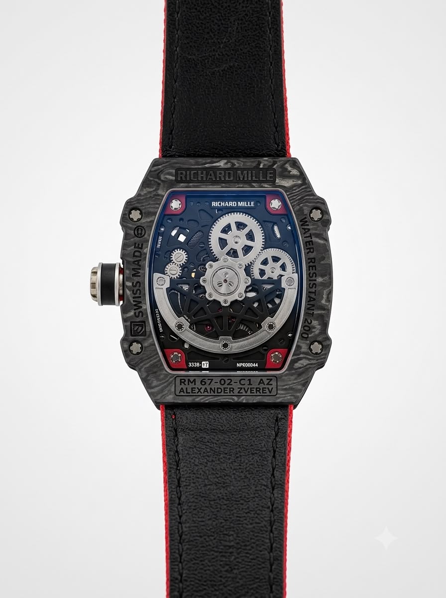 Richard Mille 67-02 Red Strap Skeleton Watch
