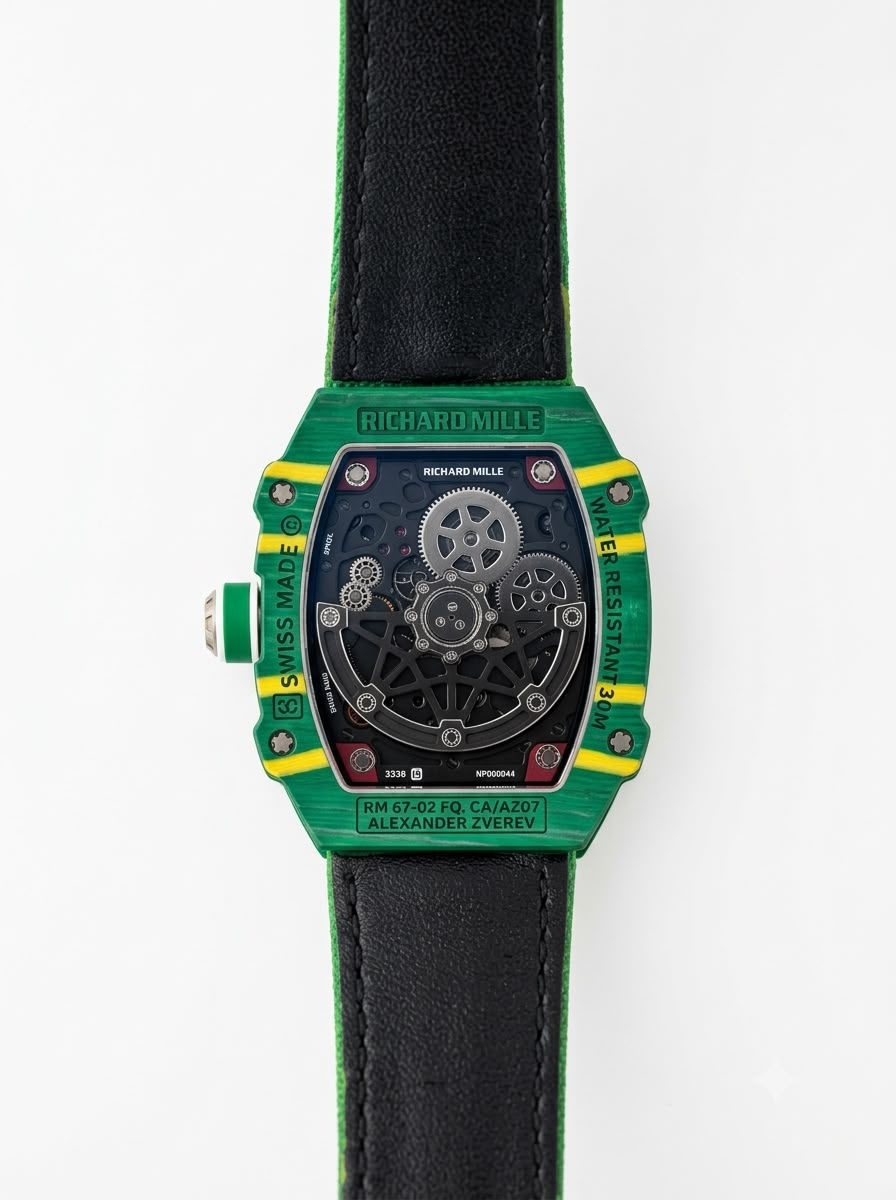 Richard Mille 67-02 Green and Gold Skeleton Style Watch