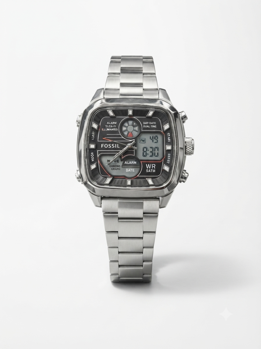 FOSSIL Digital-Analog Style Watch front view