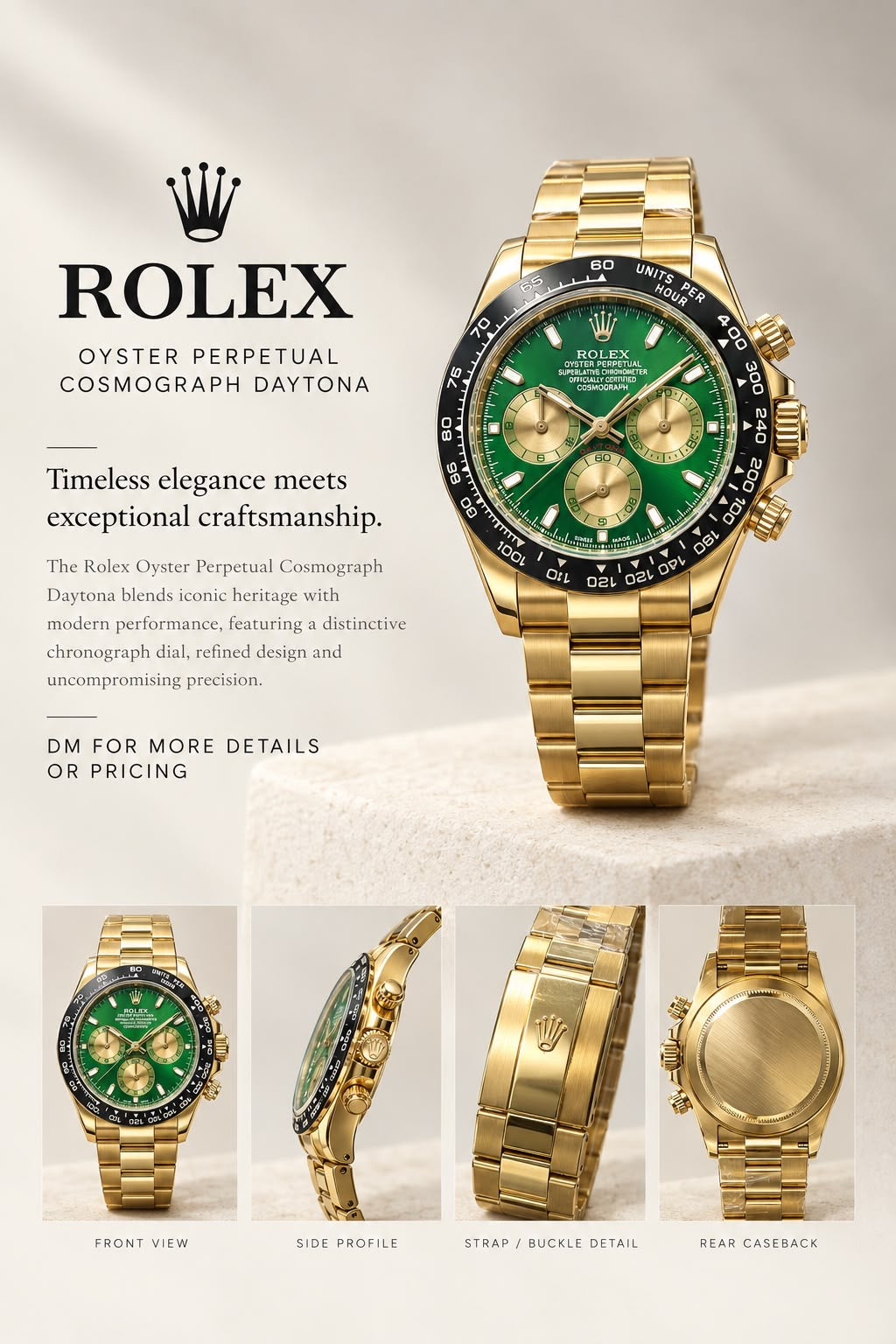 Gold and green Cosmograph Daytona style watch