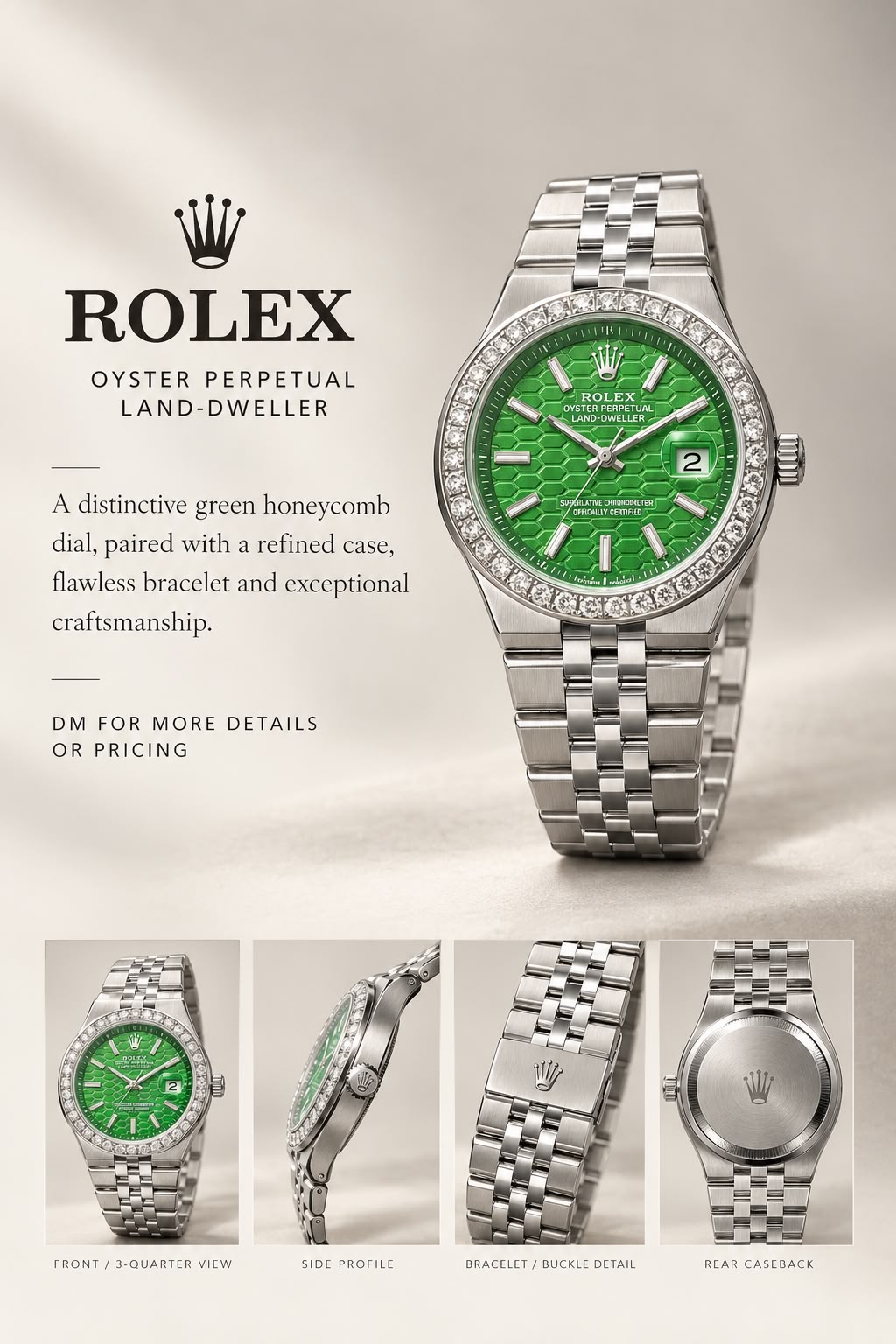 Green dial Land-Dweller style watch