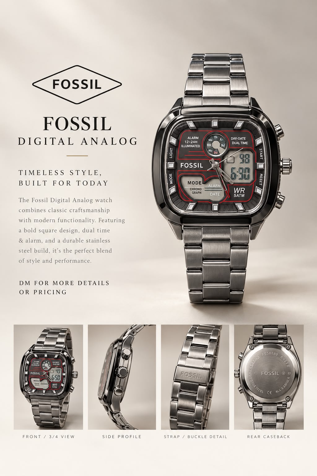 WatchVerse digital analog style watch