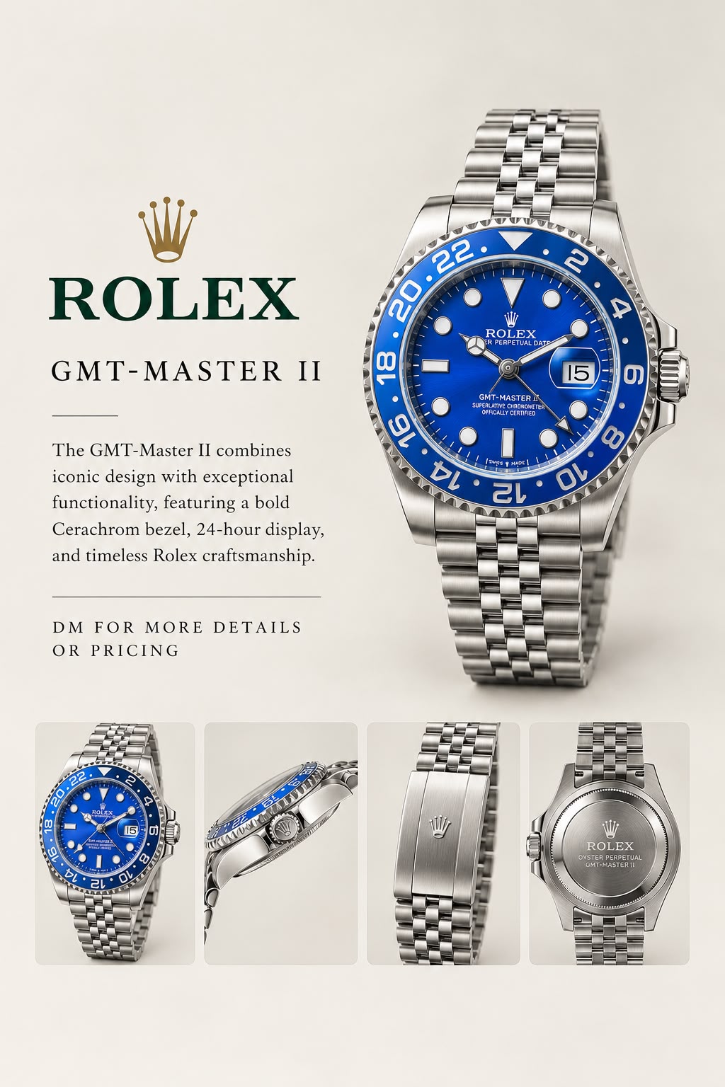 WatchVerse blue GMT style watch