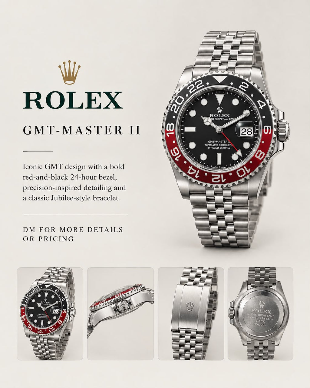 WatchVerse GMT red and black bezel style watch