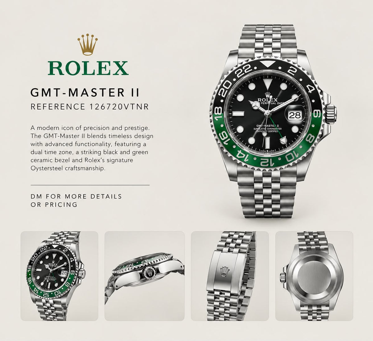 WatchVerse GMT green and black bezel style watch
