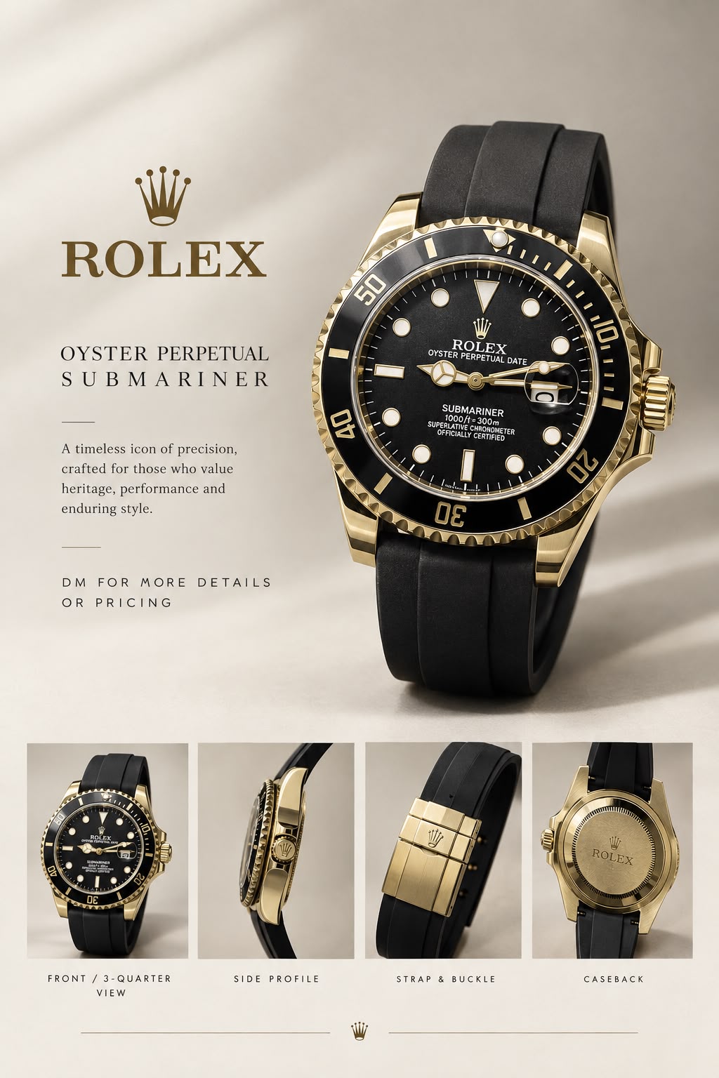 WatchVerse Green Submariner-style black dial watch
