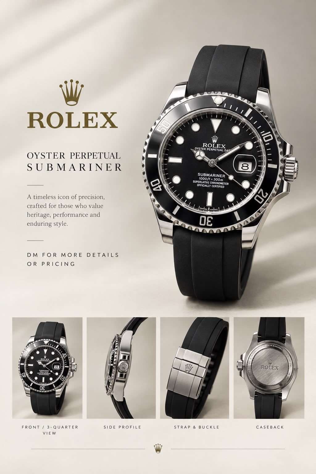 WatchVerse Green Submariner-style black dial watch